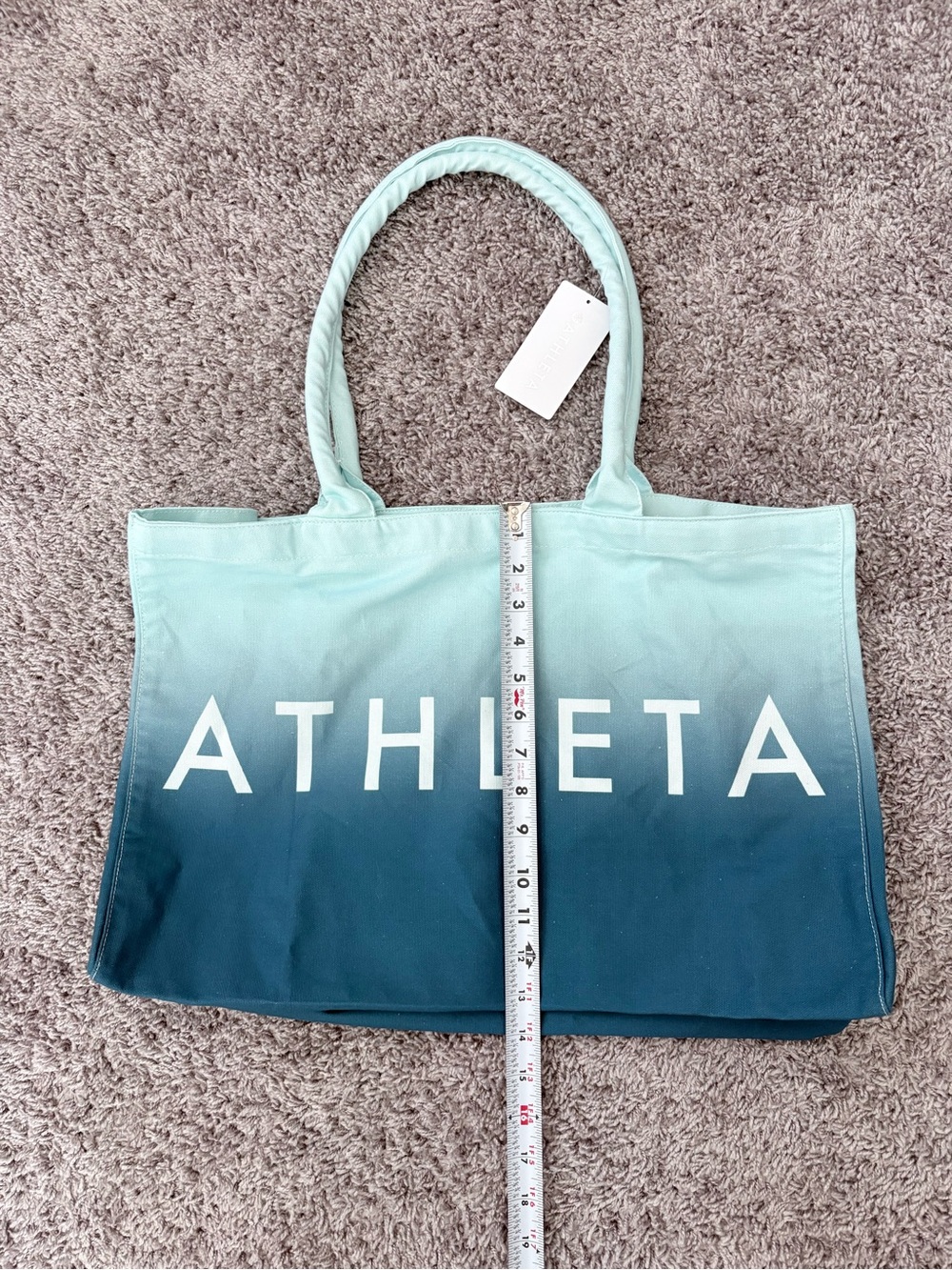 Athleta Teal Ombre Canvas Tote - Picture 3 of 8
